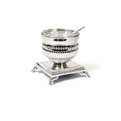 Silver plated Salt Cellar - stripes Judaica-Tabletop-Salt Holder 380 Manchester Judaica