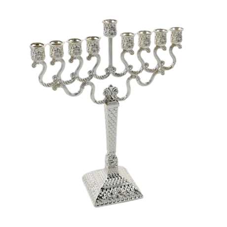 Square Silver Menorah 21cm Holiday-Chanukah-Menorah 12420 Manchester Judaica